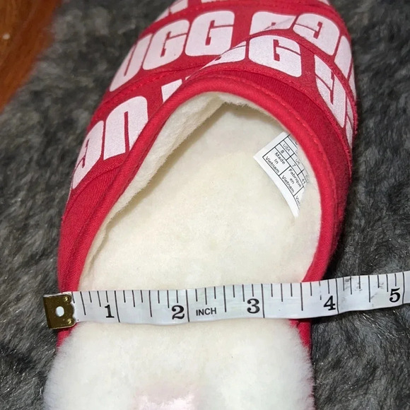 UGG Men's Red fur Scuff  Slipper Sz 8 - Picture 11 of 12